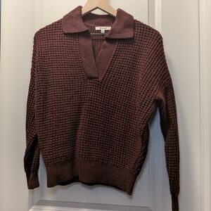 Madewell Women's V-Neck Sweater in Maroon